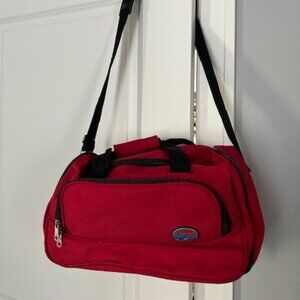 American Tourister Red Soft Sided Flat Bottom Bag W/ Handles & Shoulder Strap